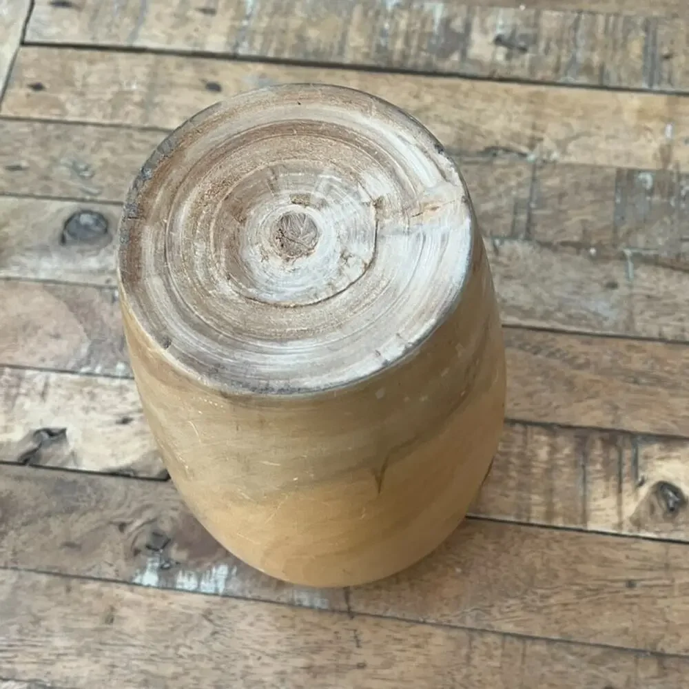 Hand Turned Wooden Table Vase 9” Tall Artist Made Light Brown